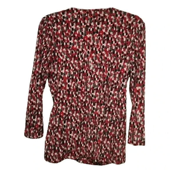 Evan Picone Black Label red, black and white wrap blouse Size Small - Picture 2 of 5